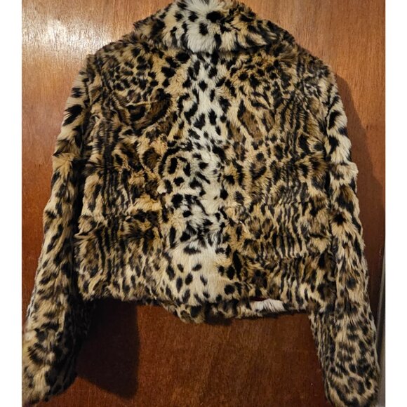 Vintage Express Small Cropped Faux Cheetah Fur Coat - Picture 2 of 8